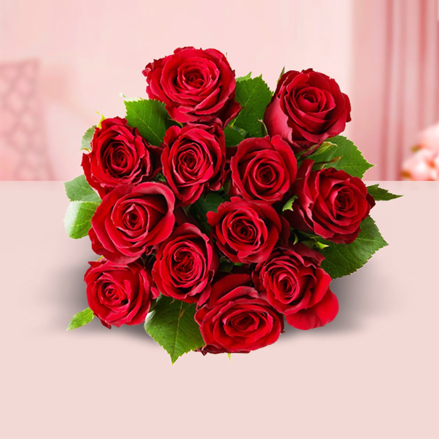 Dozen Red Rose Bouquet with Lush Greenery - Romantic Flower Gift