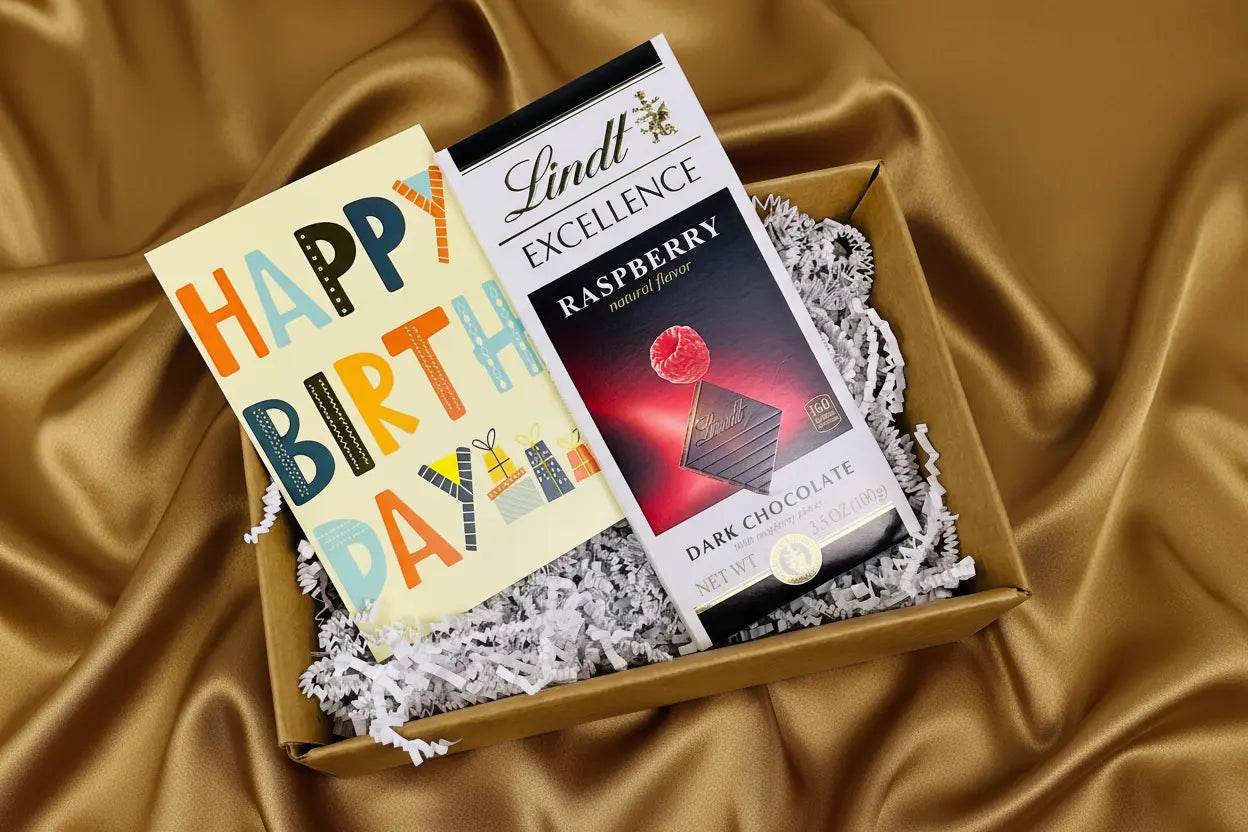 Lindt Raspberry Bar + Birthday Card – Gift Pack