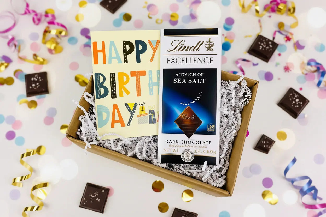 Lindt Sea Salt Bar + Birthday Card – Gift Pack