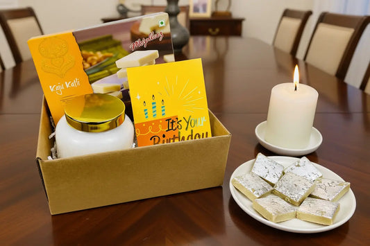 Lindt Sea Salt Bar + Cedarwood Vanilla Candle + Birthday Card – Gift Pack