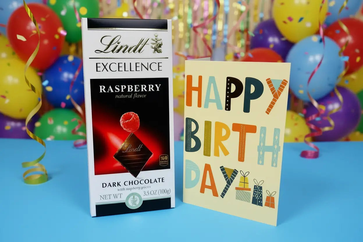 Lindt Raspberry Bar + Birthday Card – Birthday Gift