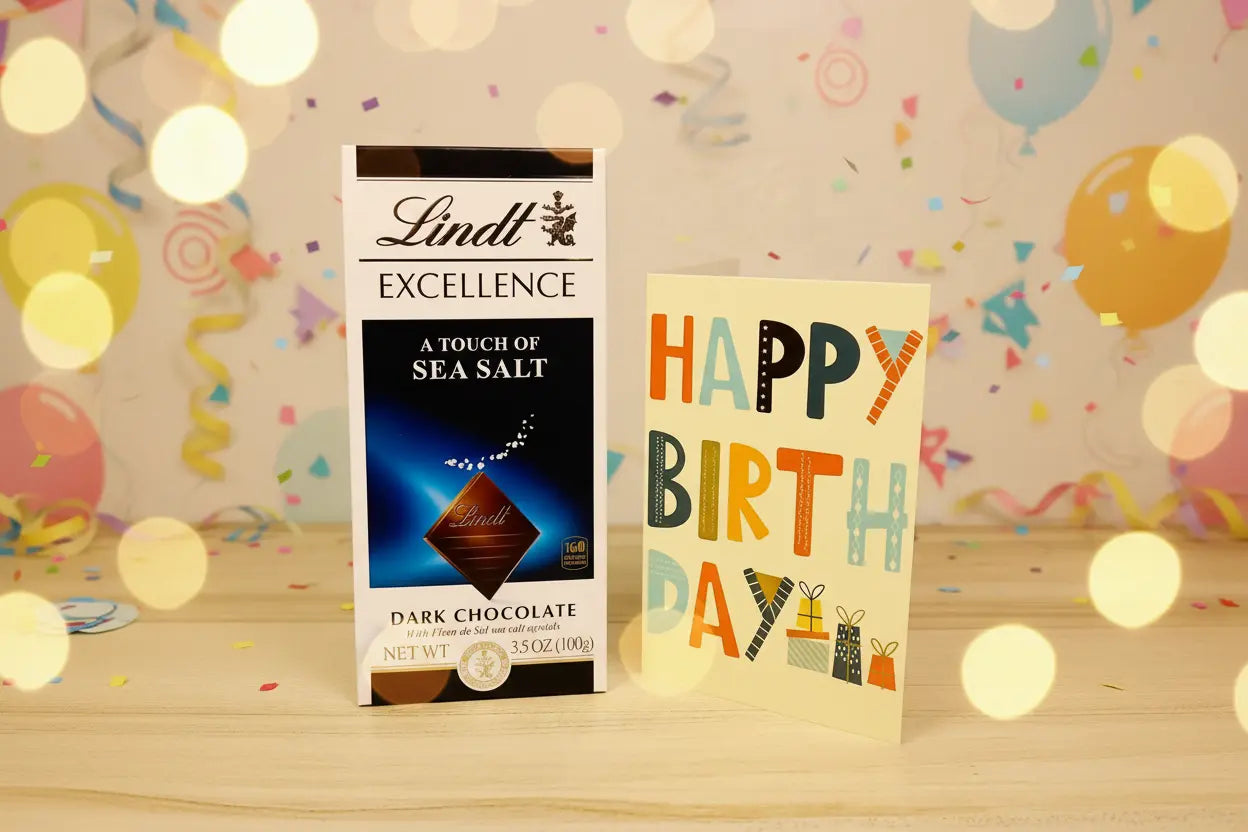 Lindt Raspberry Bar + Ferrero Rocher Hazelnut + Birthday Card – Birthday Gift