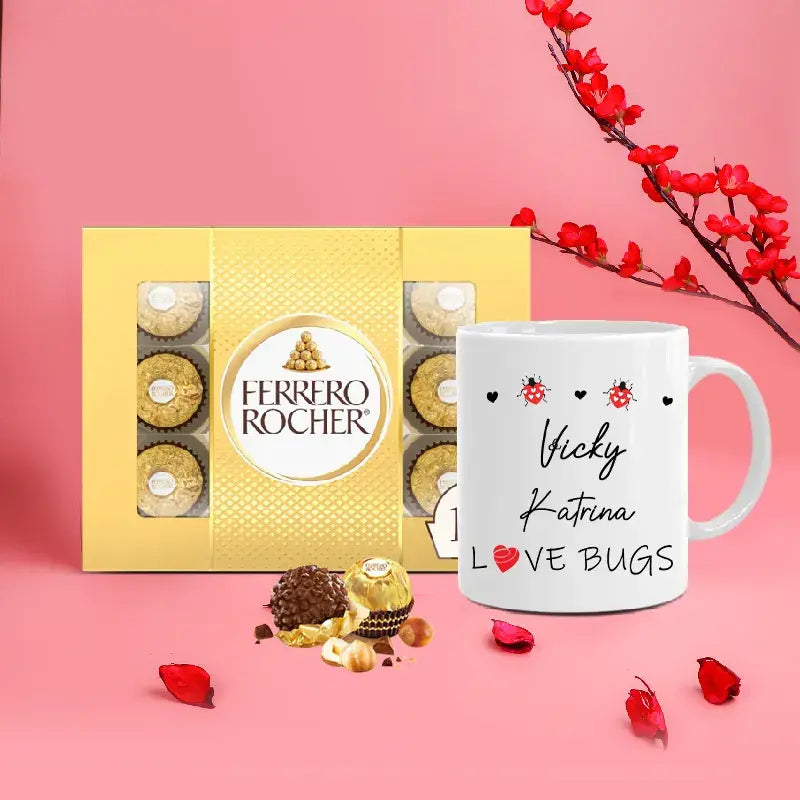 Ferrero Rocher chocolates with personalized white mug