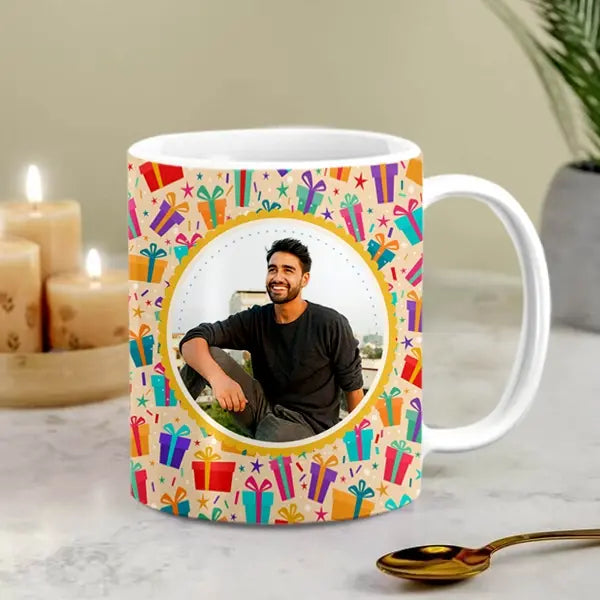 White personalized photo ceramic mug
